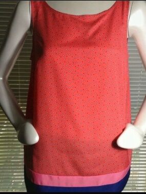 NWT $50 Ann Taylor Loft Coral Purple colorblock Shell Sleeveless Top